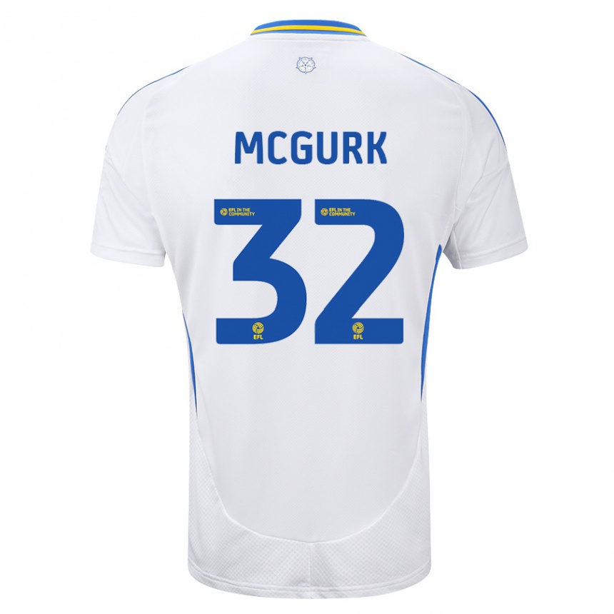 Kids Football Sean Mcgurk #32 White Blue Home Jersey 2024/25 T-Shirt