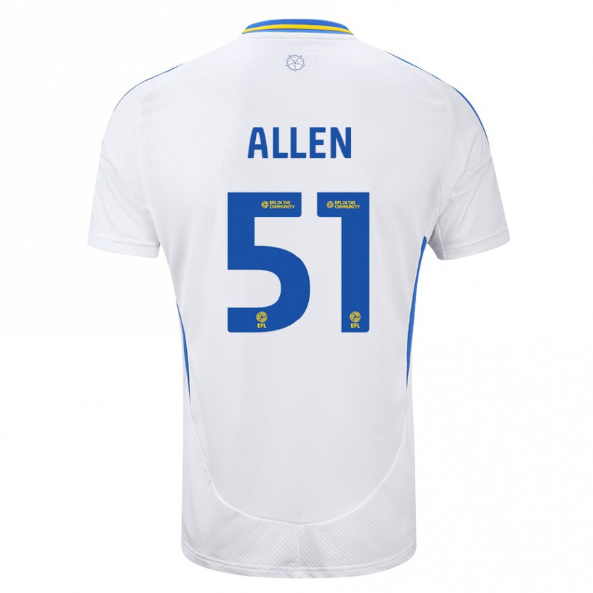 Kids Football Charlie Allen #51 White Blue Home Jersey 2024/25 T-Shirt