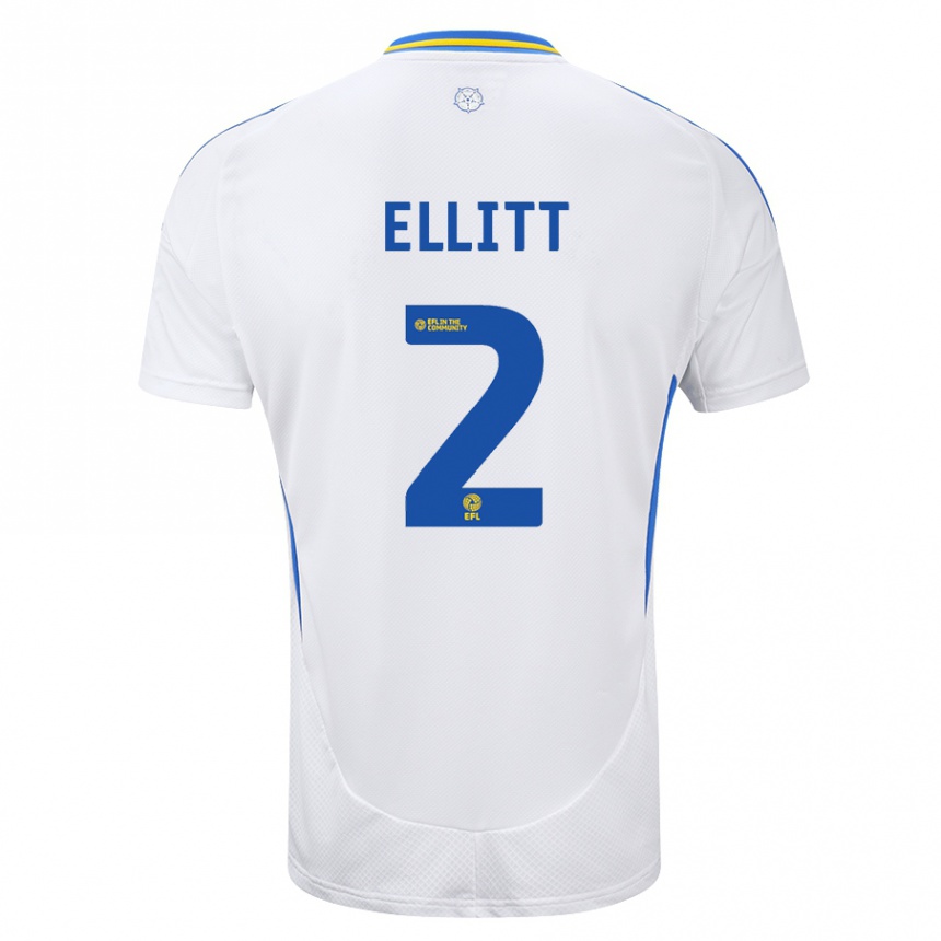 Kids Football Izzy Ellitt #2 White Blue Home Jersey 2024/25 T-Shirt