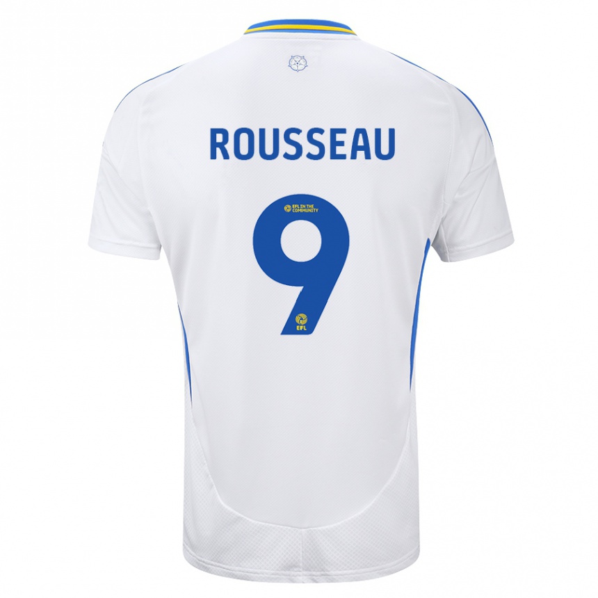 Kids Football Jess Rousseau #9 White Blue Home Jersey 2024/25 T-Shirt