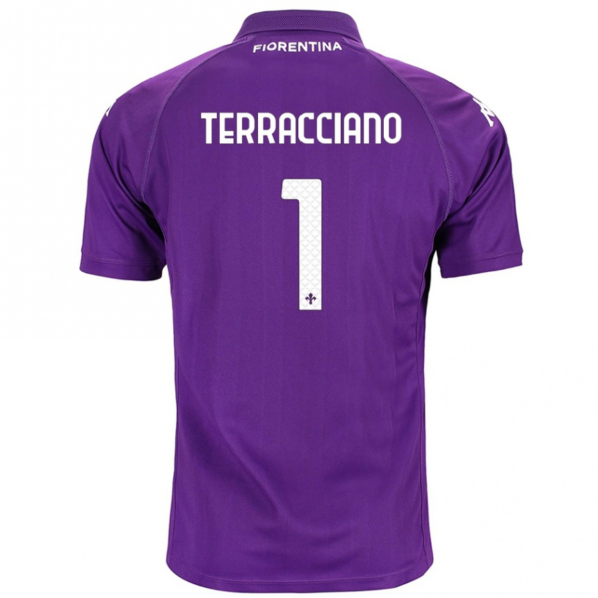 Kids Football Pietro Terracciano #1 Purple Home Jersey 2024/25 T-Shirt