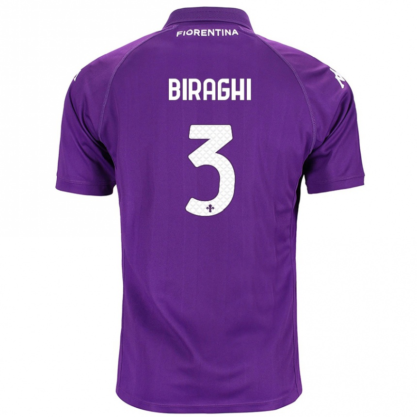 Kids Football Cristiano Biraghi #3 Purple Home Jersey 2024/25 T-Shirt