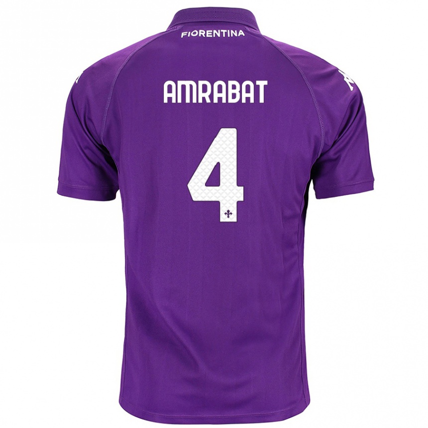 Kids Football Sofyan Amrabat #4 Purple Home Jersey 2024/25 T-Shirt