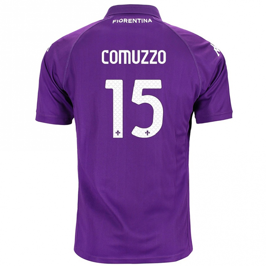 Kids Football Pietro Comuzzo #15 Purple Home Jersey 2024/25 T-Shirt