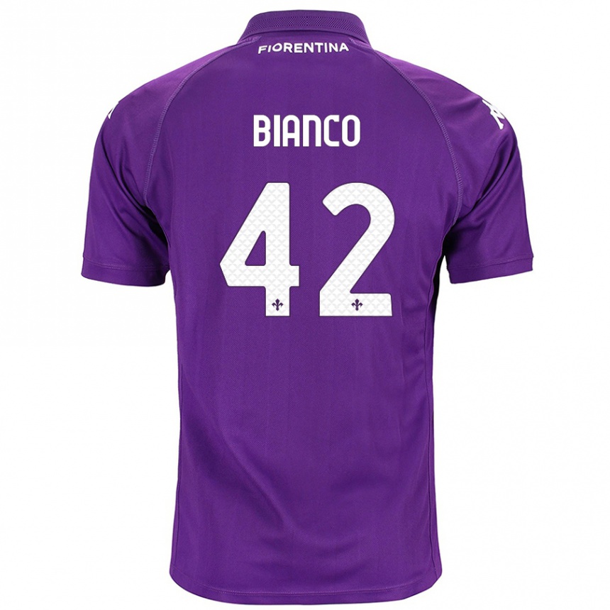 Kids Football Alessandro Bianco #42 Purple Home Jersey 2024/25 T-Shirt