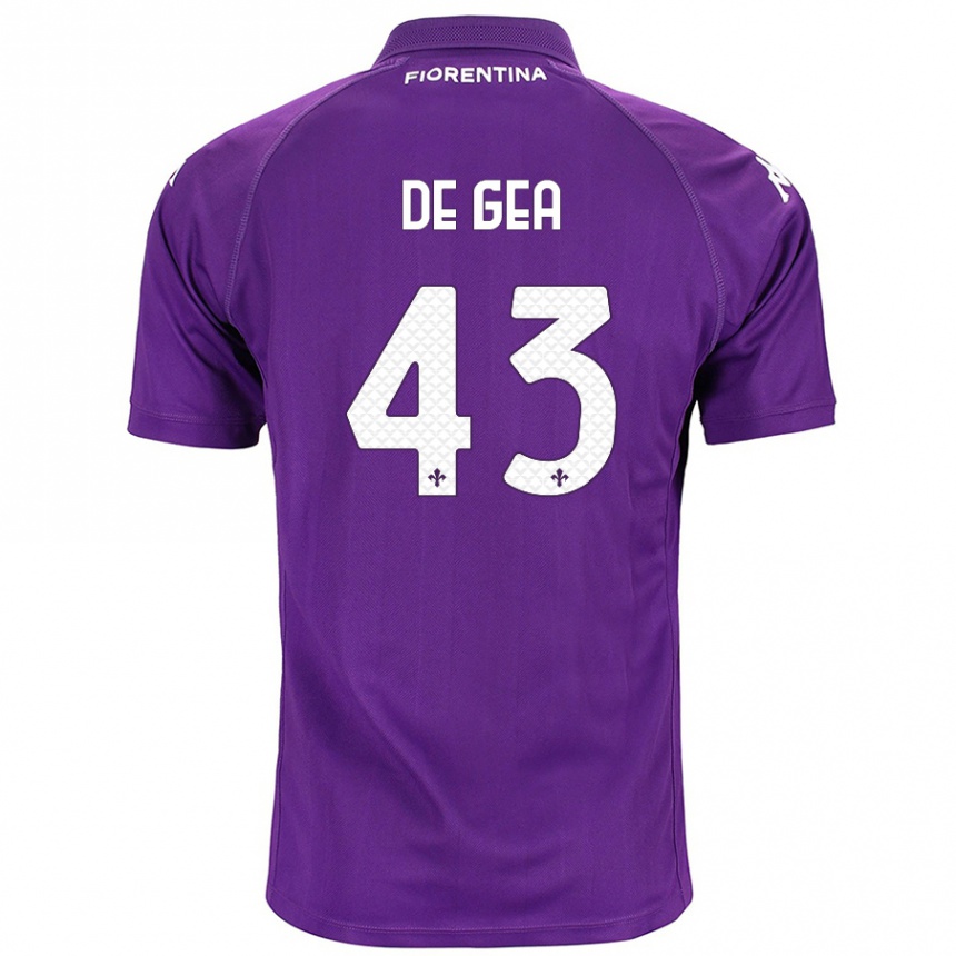 Kids Football David De Gea #43 Purple Home Jersey 2024/25 T-Shirt