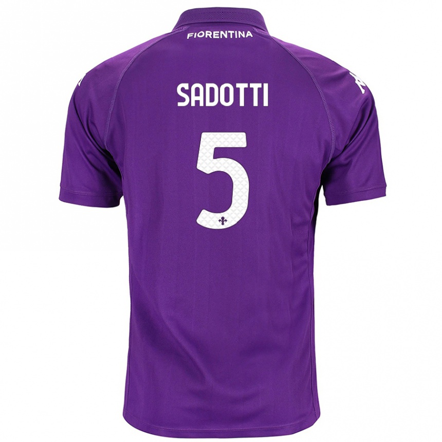 Kids Football Edoardo Sadotti #5 Purple Home Jersey 2024/25 T-Shirt