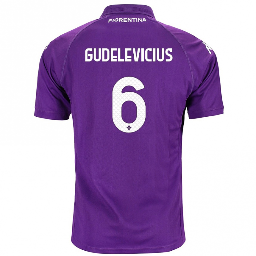 Kids Football Ernestas Gudelevicius #6 Purple Home Jersey 2024/25 T-Shirt