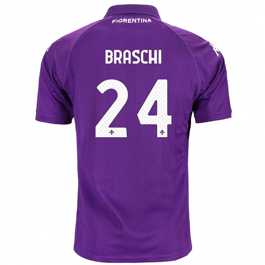 Kids Football Riccardo Braschi #24 Purple Home Jersey 2024/25 T-Shirt