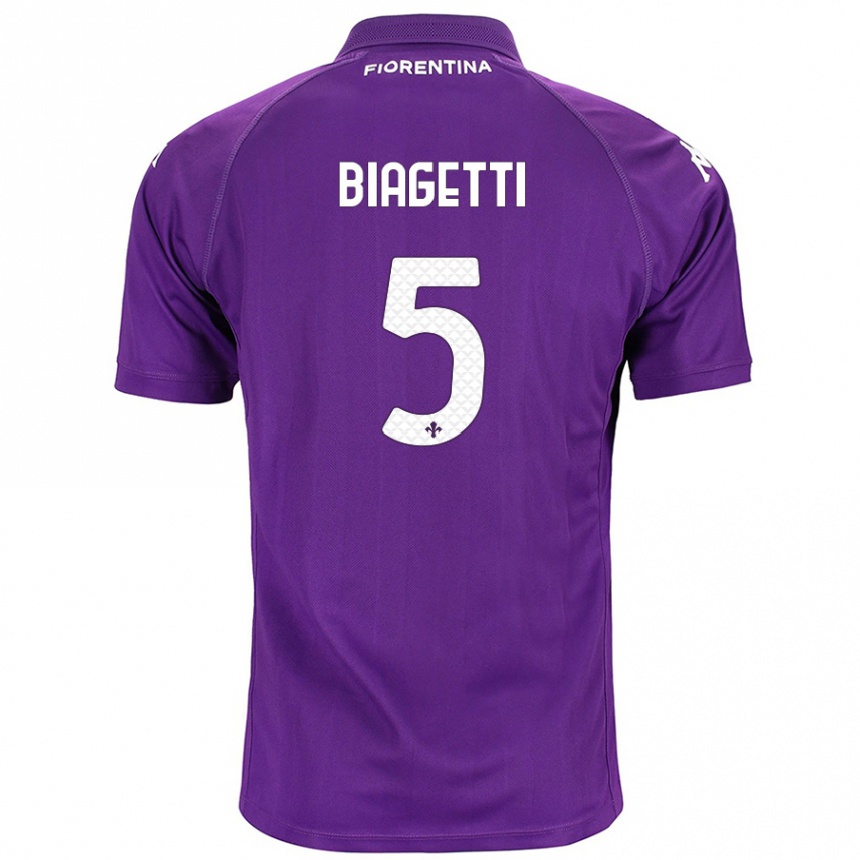 Kids Football Christian Biagetti #5 Purple Home Jersey 2024/25 T-Shirt