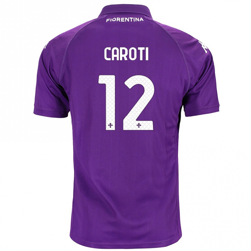 Kids Football Filippo Caroti #12 Purple Home Jersey 2024/25 T-Shirt