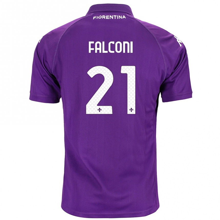 Kids Football Niccolò Falconi #21 Purple Home Jersey 2024/25 T-Shirt