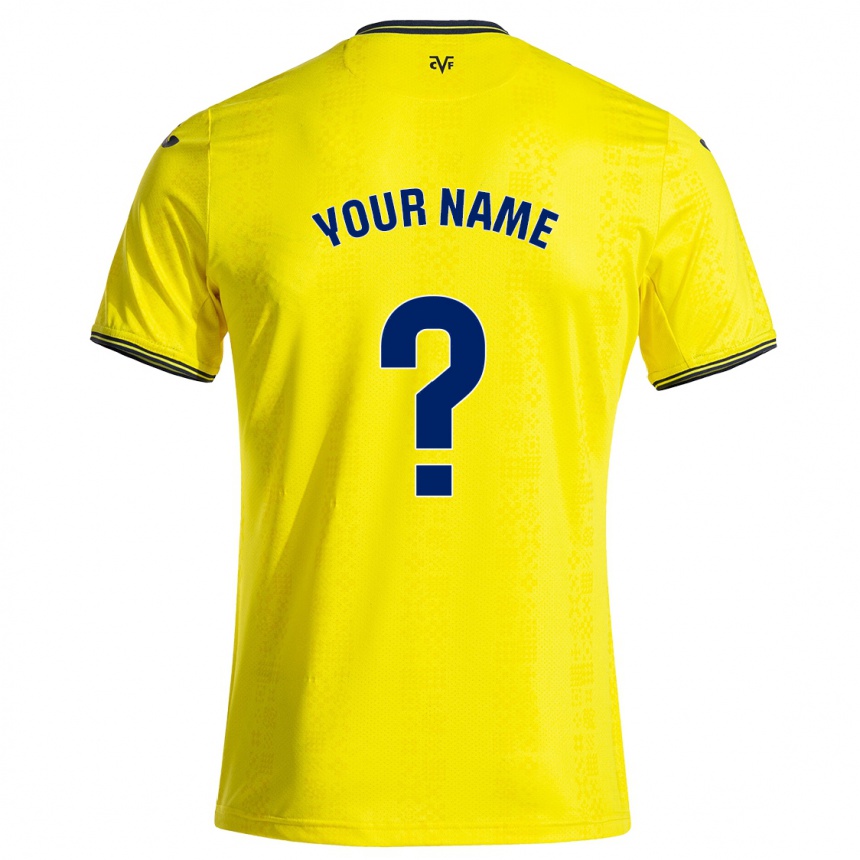 Kids Football Your Name #0 Yellow Black Home Jersey 2024/25 T-Shirt