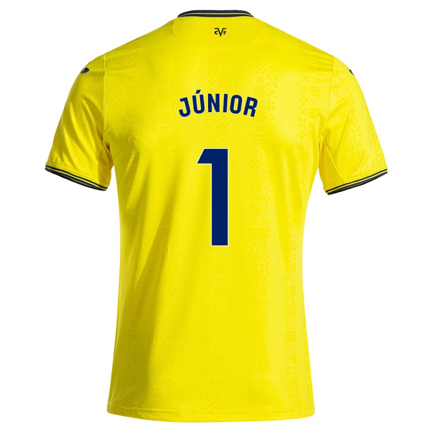 Kids Football Luiz Júnior #1 Yellow Black Home Jersey 2024/25 T-Shirt