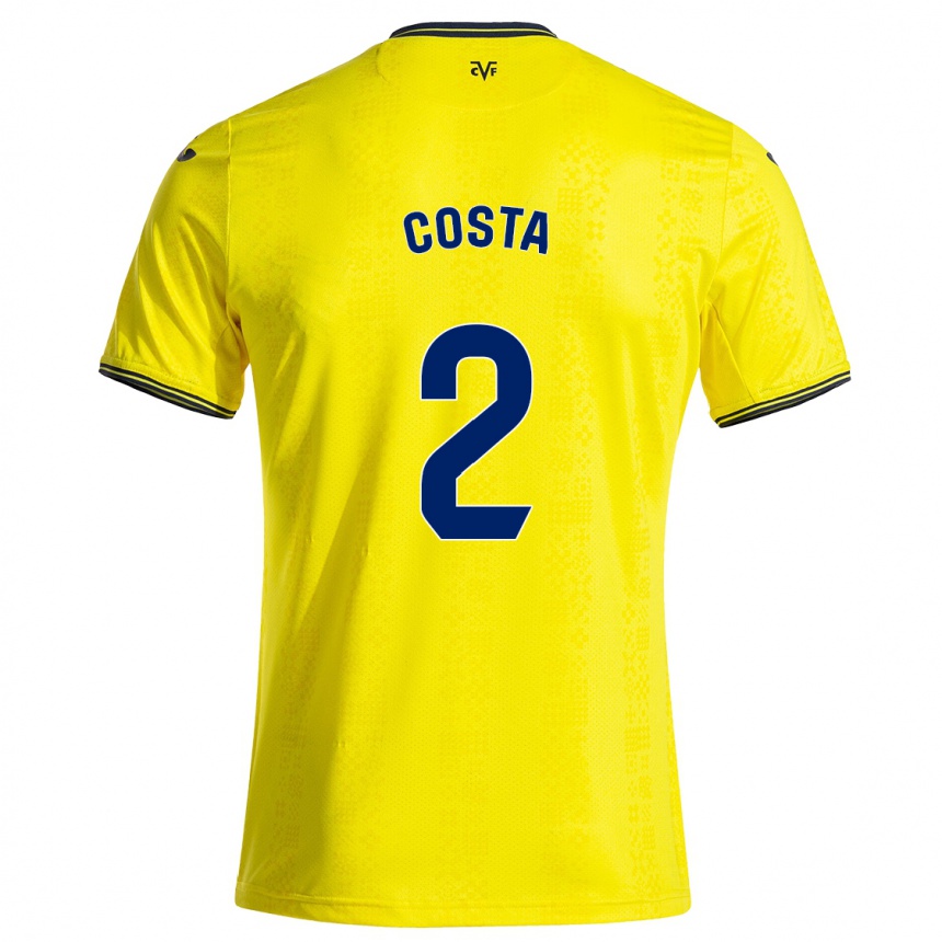 Kids Football Logan Costa #2 Yellow Black Home Jersey 2024/25 T-Shirt