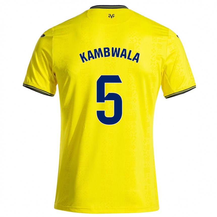 Kids Football Willy Kambwala #5 Yellow Black Home Jersey 2024/25 T-Shirt