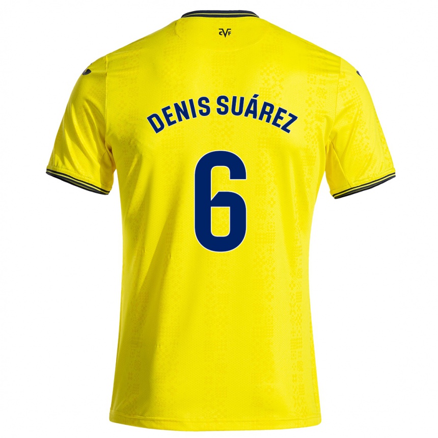 Kids Football Denis Suárez #6 Yellow Black Home Jersey 2024/25 T-Shirt