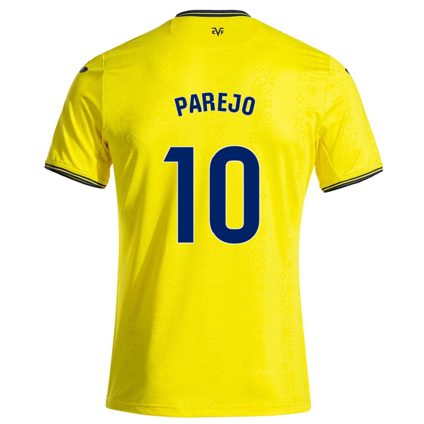 Kids Football Dani Parejo #10 Yellow Black Home Jersey 2024/25 T-Shirt