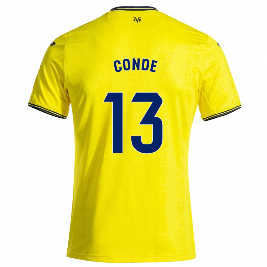 Kids Football Diego Conde #13 Yellow Black Home Jersey 2024/25 T-Shirt