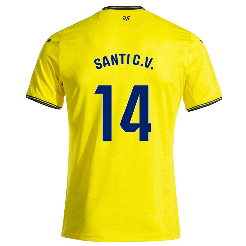 Kids Football Santi Comesaña #14 Yellow Black Home Jersey 2024/25 T-Shirt