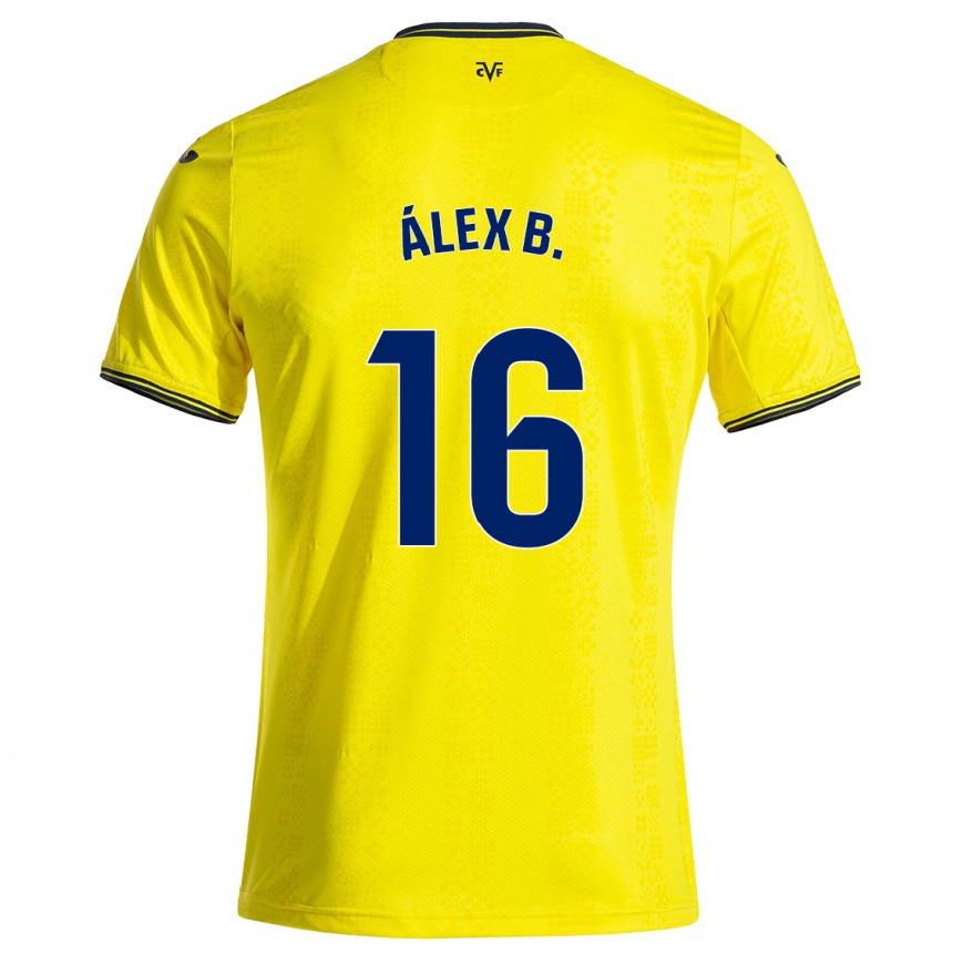 Kids Football Álex Baena #16 Yellow Black Home Jersey 2024/25 T-Shirt