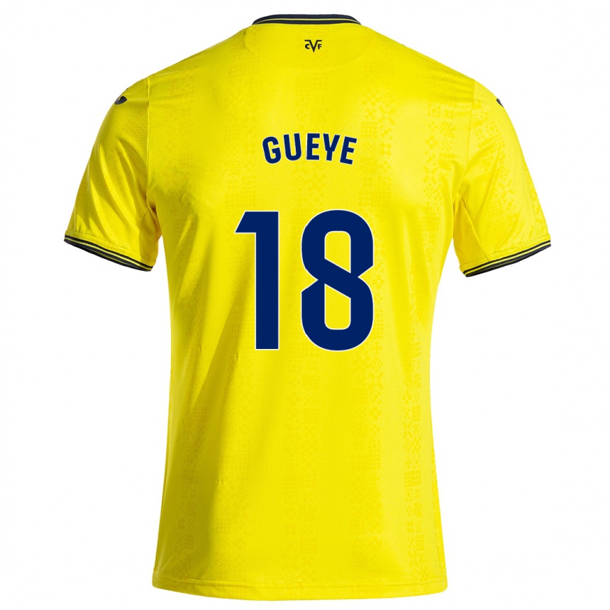 Kids Football Pape Gueye #18 Yellow Black Home Jersey 2024/25 T-Shirt