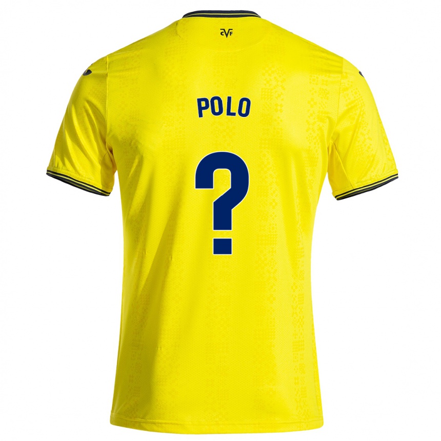 Kids Football Pablo Polo #0 Yellow Black Home Jersey 2024/25 T-Shirt