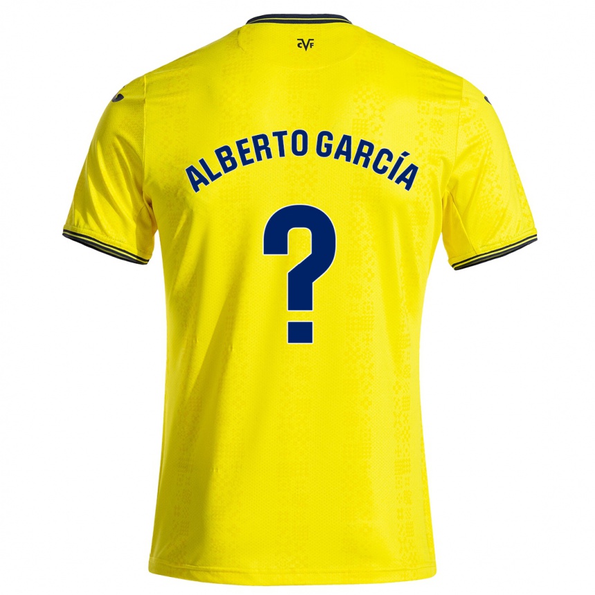 Kids Football Alberto García #0 Yellow Black Home Jersey 2024/25 T-Shirt