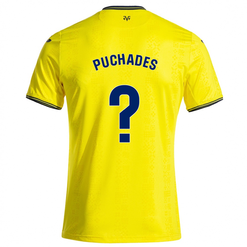 Kids Football Fran Puchades #0 Yellow Black Home Jersey 2024/25 T-Shirt