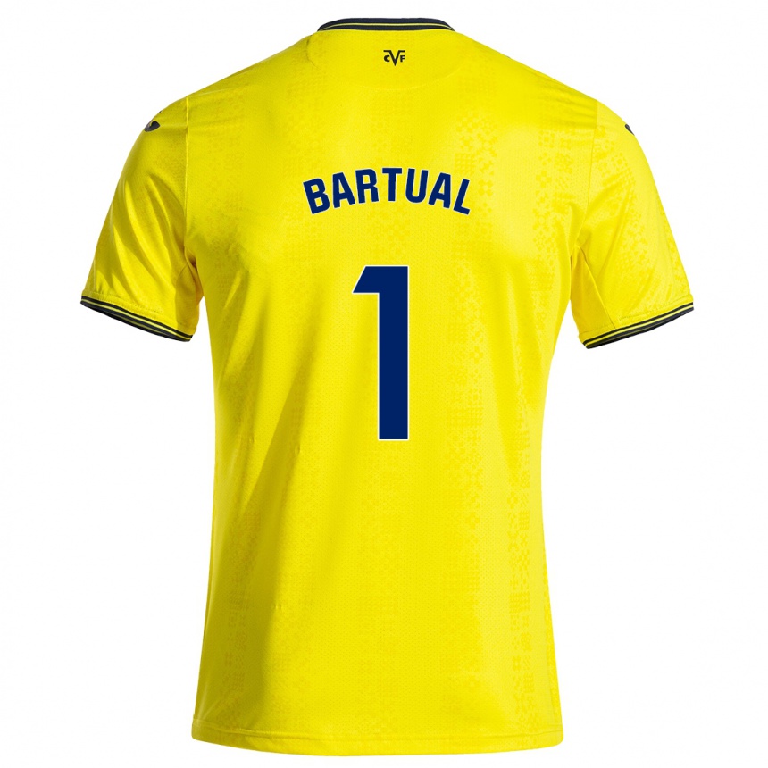 Kids Football Kike Bartual #1 Yellow Black Home Jersey 2024/25 T-Shirt