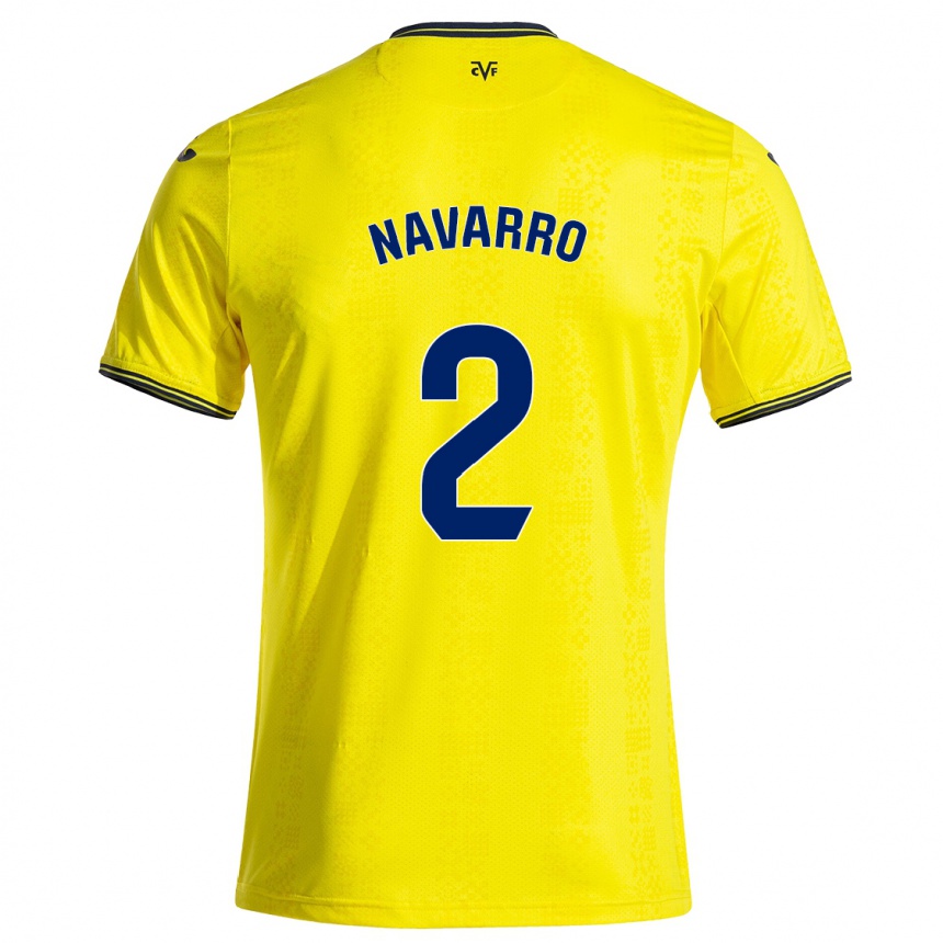 Kids Football Pau Navarro #2 Yellow Black Home Jersey 2024/25 T-Shirt