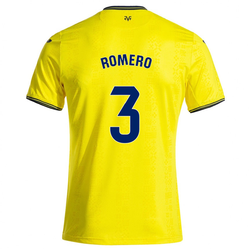 Kids Football Cristo Romero #3 Yellow Black Home Jersey 2024/25 T-Shirt