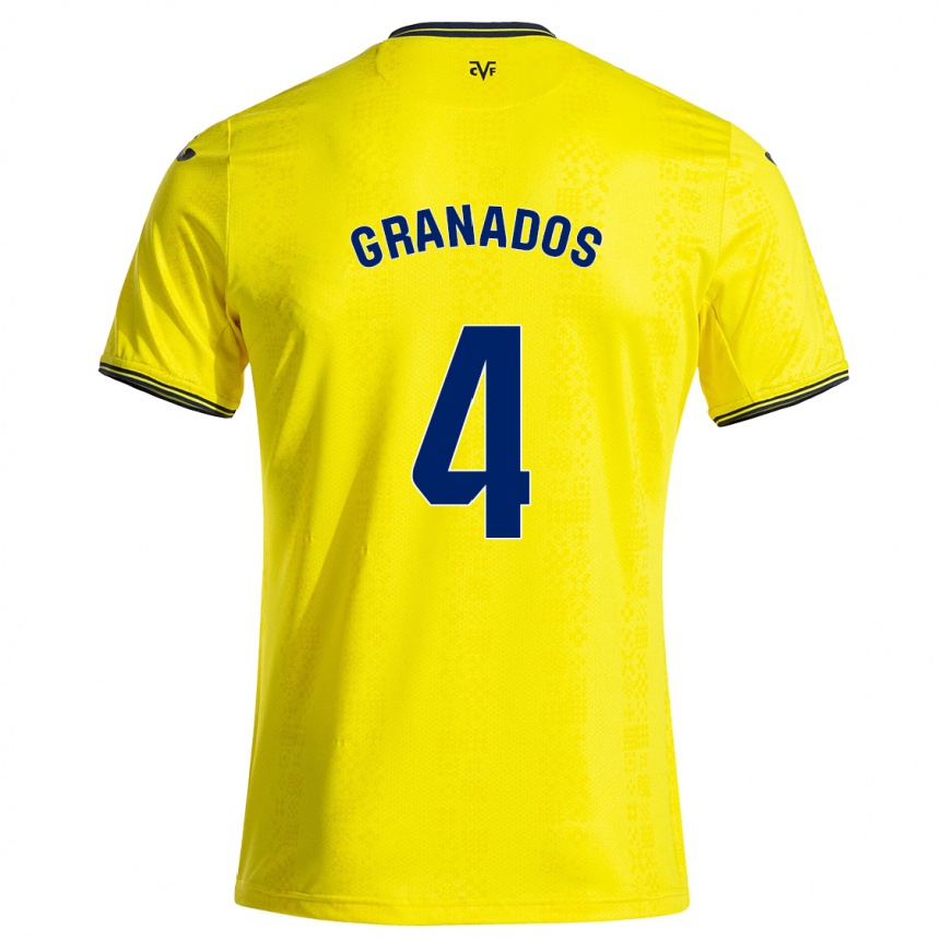 Kids Football Carlos Granados #4 Yellow Black Home Jersey 2024/25 T-Shirt