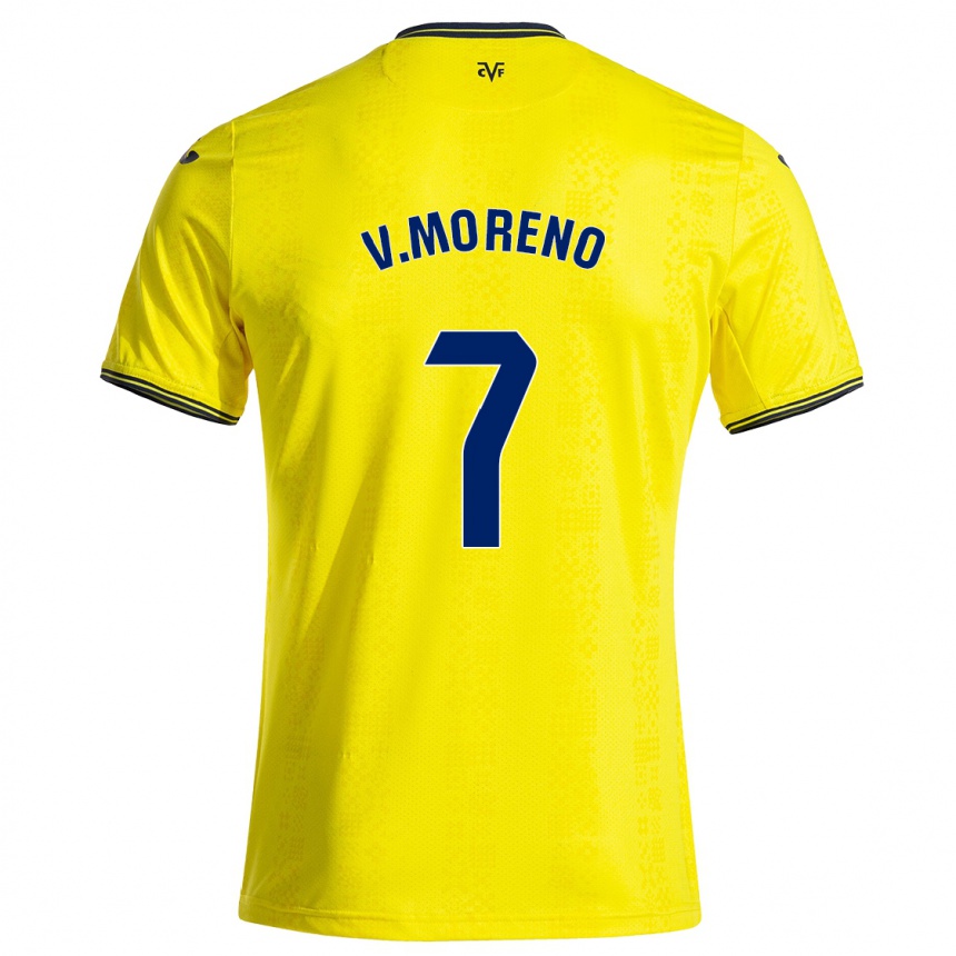 Kids Football Víctor Moreno #7 Yellow Black Home Jersey 2024/25 T-Shirt