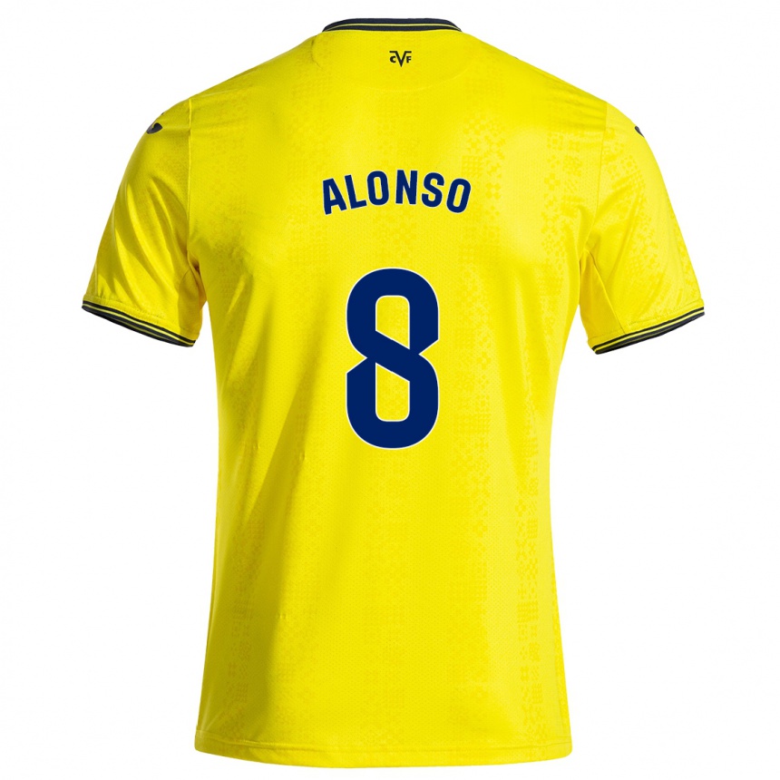 Kids Football Rodri Alonso #8 Yellow Black Home Jersey 2024/25 T-Shirt