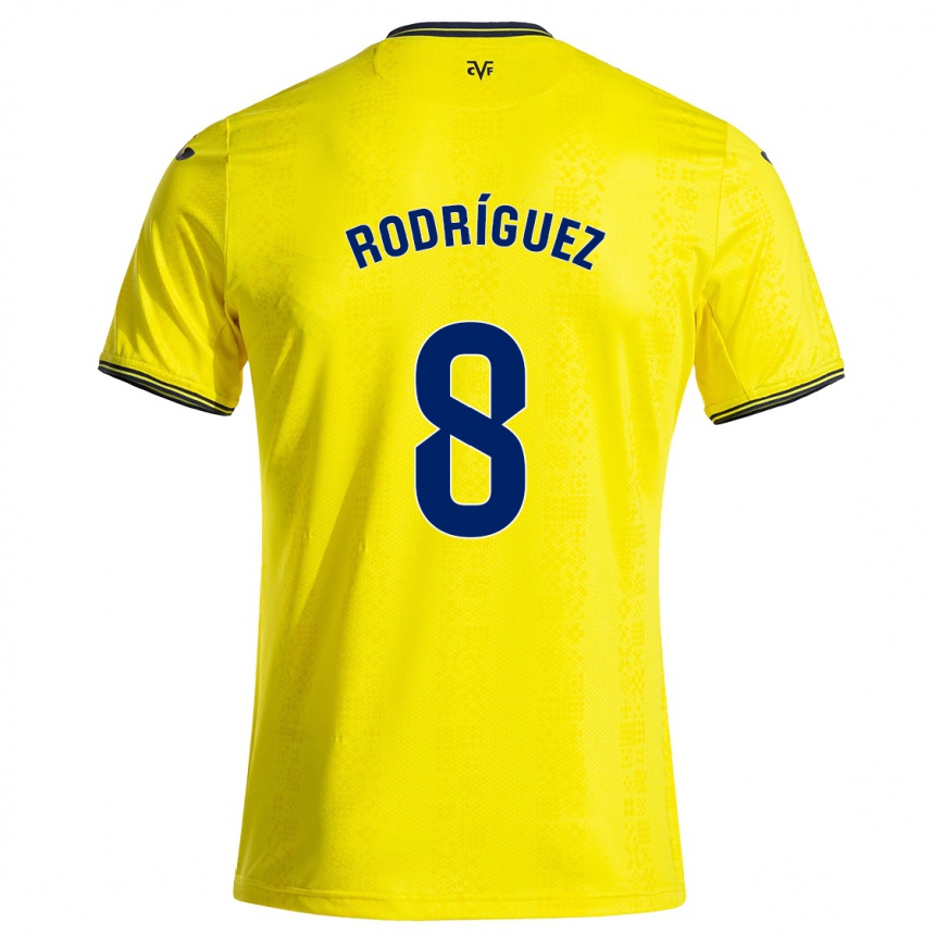 Kids Football Unai Rodríguez #8 Yellow Black Home Jersey 2024/25 T-Shirt