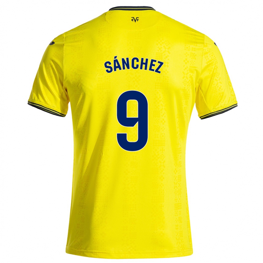 Kids Football Edu Sánchez #9 Yellow Black Home Jersey 2024/25 T-Shirt