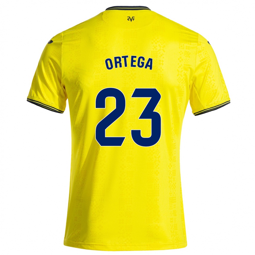 Kids Football Jordi Ortega #23 Yellow Black Home Jersey 2024/25 T-Shirt