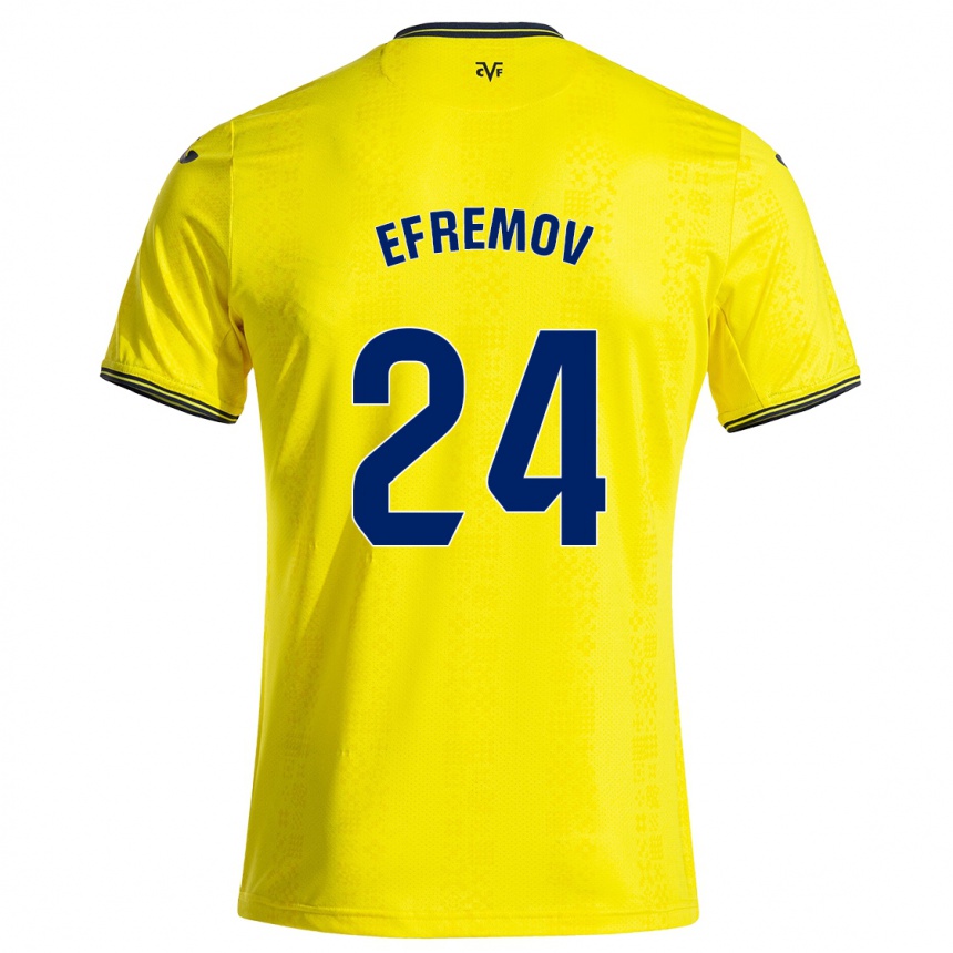 Kids Football Anton Efremov #24 Yellow Black Home Jersey 2024/25 T-Shirt