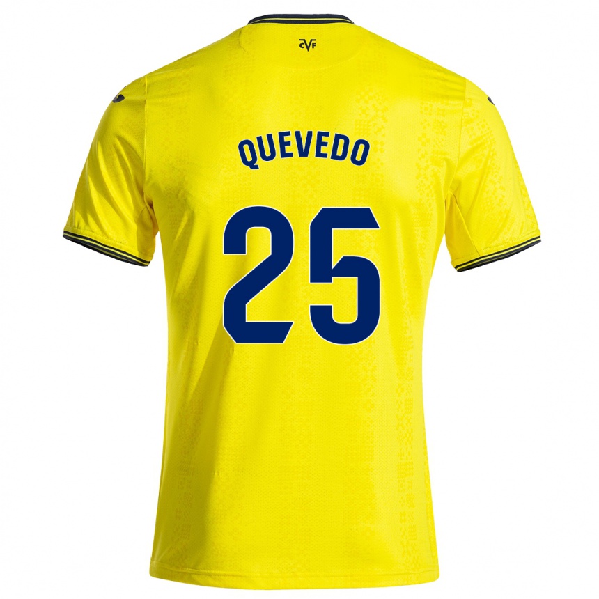 Kids Football Alex Quevedo #25 Yellow Black Home Jersey 2024/25 T-Shirt