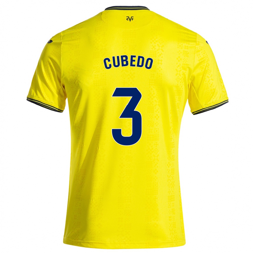 Kids Football Cristina Cubedo #3 Yellow Black Home Jersey 2024/25 T-Shirt