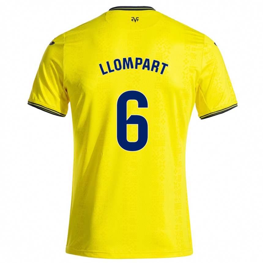 Kids Football María Llompart #6 Yellow Black Home Jersey 2024/25 T-Shirt