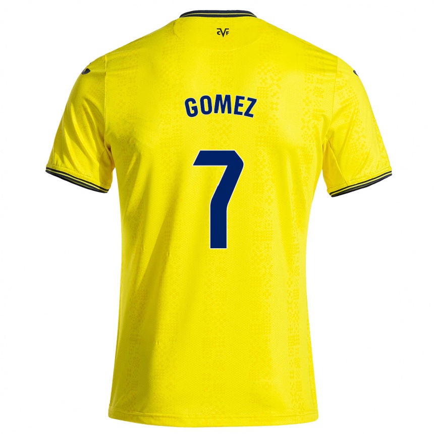 Kids Football Lucía Gómez #7 Yellow Black Home Jersey 2024/25 T-Shirt