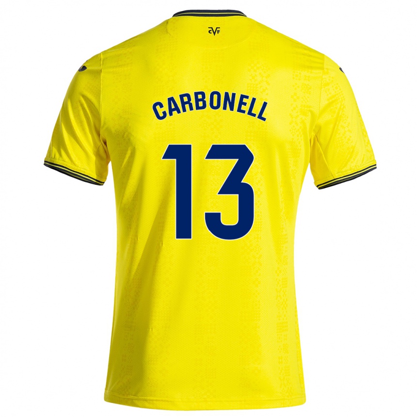 Kids Football Carmen Carbonell #13 Yellow Black Home Jersey 2024/25 T-Shirt