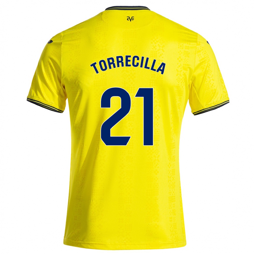 Kids Football Virginia Torrecilla #21 Yellow Black Home Jersey 2024/25 T-Shirt