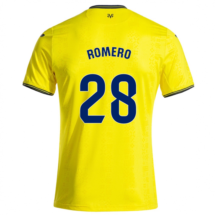 Kids Football María Romero #28 Yellow Black Home Jersey 2024/25 T-Shirt