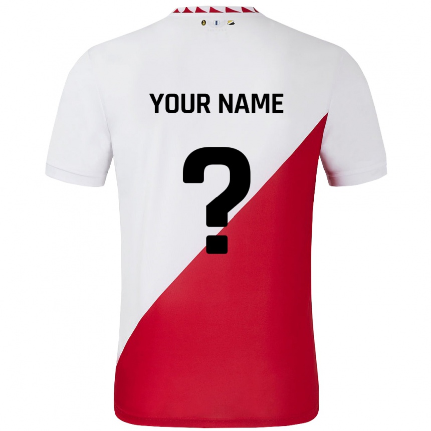 Kids Football Your Name #0 White Red Home Jersey 2024/25 T-Shirt