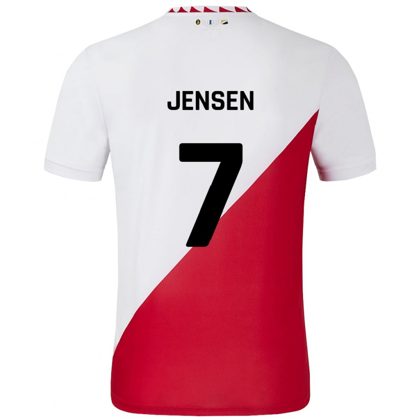 Kids Football Victor Jensen #7 White Red Home Jersey 2024/25 T-Shirt