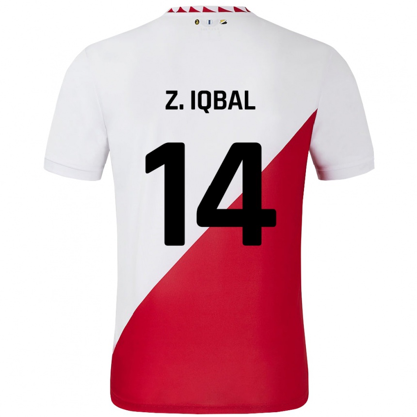 Kids Football Zidane Iqbal #14 White Red Home Jersey 2024/25 T-Shirt