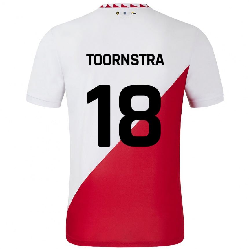 Kids Football Jens Toornstra #18 White Red Home Jersey 2024/25 T-Shirt